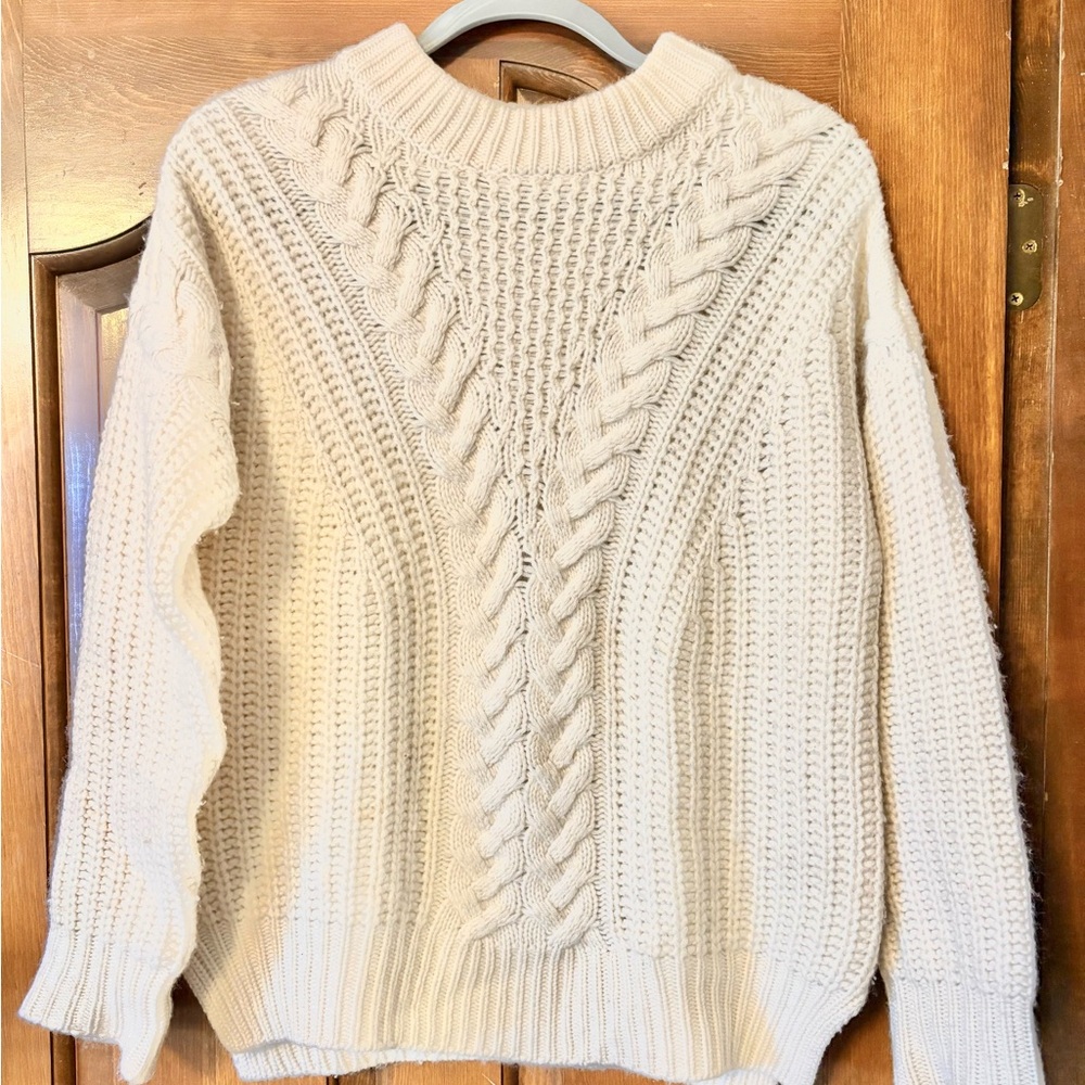 La Ligne Cream Cable Knit Turtleneck Sweater